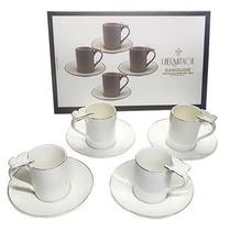 Jogo de 4 xícaras de café com pires de porcelana Ramoudie da L' Hermitage
