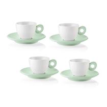 Jogo de 4 Xícaras de Café Expresso de Porcelanacom pires 50ml - EveryDay - Verde Malva- Guzzini