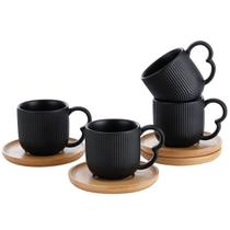 Jogo de 4 Xícaras de Café Oasis Pretas 90ml Modernas e Elegantes