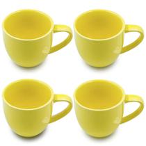 Jogo de 4 Xícaras de Café Porcelana 95ml Kit 4 Cozinha Caneca Colorida Branca Preta Amarela Rosa Verde Azul Amarela - ArtVida