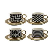 Jogo De 4 Xícaras Para Café 100ml New Bone Motif Lhermitge - LHermitage