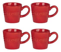 Jogo De 4 Xícaras Para Café 110ml Vermelha Le Chef Hauskraft Cor Vermelho