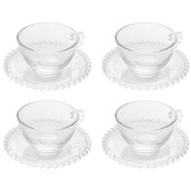 Jogo De 4 Xícaras Para Chá Café 180 Ml Cristal Pearl Wolff