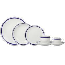Jogo de 42 peças Jantar Très Classique Porcelana Silver Rim Azul -L Hermitage Jogo de 42 peças Jantar Très Classique Porcelana Silver Rim Azul -L Hermitage