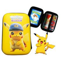 Jogo de 45 Cartas Pokemon com case Pikachu de Bone