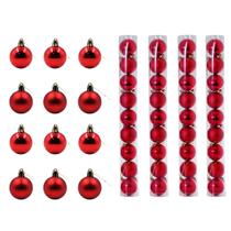 Jogo de 48 Enfeites para Árvore de Natal para Decoração Natalina Bolas Vermelhas para Pendurar Jogo de 48 Enfeites para Árvore de Natal para Decoração Natalina Bolas Vermelhas para Pendurar