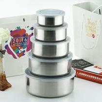 Jogo de 5 Bowls Inox com Tampa Vasilhas Herméticas para Cozinha, Saladeira e Armazenamento