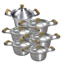 Jogo De 5 Panelas Alumínio Fundido Polido Tampas Leve Com Fervedor De leite