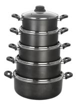 Jogo de 5 Panelas Caçarolas Antiaderentes Pretas - Alumínio Brasilar Jogo de 5 Panelas Caçarolas Antiaderentes Pretas - Alumínio Brasilar