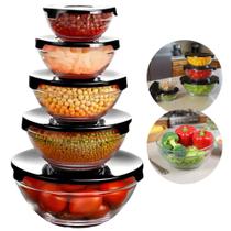 Jogo De 5 Potes De Vidro Com Tampa Hermética Multiuso