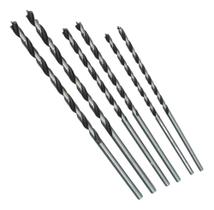 Jogo De 6 Brocas Mourão Longa 3 Pontas De Aço Para Madeira