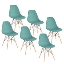 Jogo de 6 Cadeiras Charles Eames Wood Design Eiffel Azul Atlântico