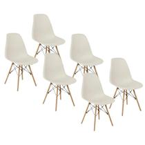 Jogo de 6 Cadeiras Charles Eames Wood Design Eiffel Espaço Branco