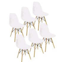 Jogo de 6 Cadeiras Charles Eames Wood Design Eiffel Rosa Mauve