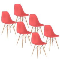 Jogo de 6 Cadeiras Charles Eames Wood Design Eiffel Sienna Queimado
