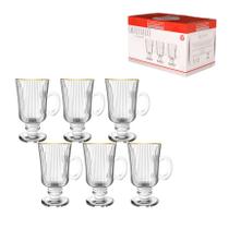 Jogo de 6 caneca irish graffiato com borda dourada 220ml- hauskraft Jogo de 6 caneca irish graffiato com borda dourada 220ml- hauskraft