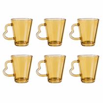 Jogo de 6 Canecas Borda de Ouro Vidro Cristal 90 ml Café Chá Jogo de 6 Canecas Borda de Ouro Vidro Cristal 90 ml Café Chá