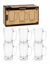 Jogo De 6 Canecas Chopp Vidro Copos Cerveja Festa Safira 340ml Jogo De 6 Canecas Chopp Vidro Copos Cerveja Festa Safira 340ml