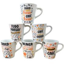 Jogo de 6 Canecas Cônicas de 120ml Flork para Café - Porcelana