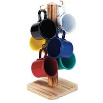 Jogo de 6 Canequinhas c/ Suporte em Madeira