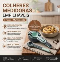 Jogo de 6 Colheres Medidoras Empilháveis em Plástico Kit com 6 Peças Capacidade 7,5ml a 250ml Multicolorido Jogo de 6 Colheres Medidoras Empilháveis em Plástico Kit com 6 Peças Capacidade 7,5ml a 250ml Multicolorido