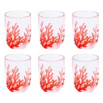 Jogo de 6 Copo Fundo do Mar Vermelho em Acrilico 12x9cm 500ml Jogo de 6 Copo Fundo do Mar Vermelho em Acrilico 12x9cm 500ml