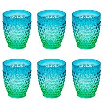 Jogo de 6 Copo Verde e Azul em Acrílico 400ml Para Suco Refresco Jogo de 6 Copo Verde e Azul em Acrílico 400ml Para Suco Refresco