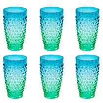 Jogo de 6 Copo Verde e Azul em Acrílico 500ml para Suco, Água e Refrescos Jogo de 6 Copo Verde e Azul em Acrílico 500ml para Suco, Água e Refrescos