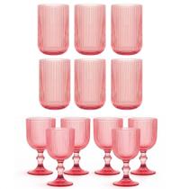 Jogo De 6 Copos 460ml E 6 Taças 390ml Rosa Versalhes Ke Home Jogo De 6 Copos 460ml E 6 Taças 390ml Rosa Versalhes Ke Home