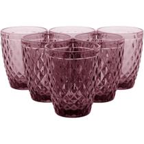 Jogo de 6 Copos Água de Vidro Rosa Para Cozinha Luxo 270ml Jogo de 6 Copos Água de Vidro Rosa Para Cozinha Luxo 270ml