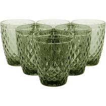 Jogo de 6 Copos Água de Vidro Verde Para Cozinha Luxo 270ml Jogo de 6 Copos Água de Vidro Verde Para Cozinha Luxo 270ml