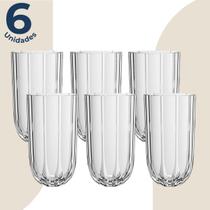 Jogo de 6 Copos Alto em Vidro Canelado Refinatto 400ml Jogo de 6 Copos Alto em Vidro Canelado Refinatto 400ml