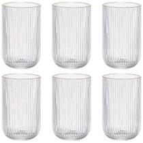 Jogo de 6 Copos Altos Borda Dourada 425ml Cameratta Lhermitage