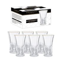 Jogo De 6 Copos Altos Cristal 265ml Borda Dourada Glacial Hauskraft