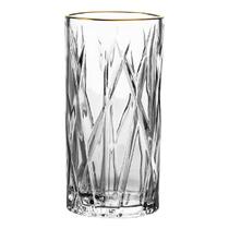 Jogo De 6 Copos Altos Forest Em Cristal Ecológico Com Borda Dourada 390 Ml - L hermitage