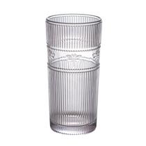 Jogo de 6 copos altos Libélula Vidro borda dourada cinza 350ml -L Hermitage