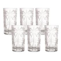 Jogo de 6 Copos Altos Palm Tree em Vidro 360ml - Wolff