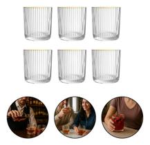 Jogo De 6 Copos Baixo De Vidro Borda Dourada Graffiato 320ml Hauskraft