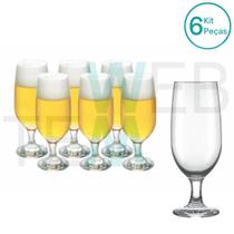 Jogo de 6 Copos de Cerveja de Vidro 300ml Taça de Bebidas Resistente Para Celebrações e Festas, Mesa Posta Elegante Sustentável, Bares e Restaurantes