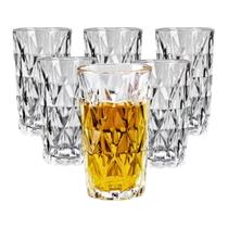Jogo de 6 Copos de Vidro 335ml Diamante Para Água, Suco e Refrigerante