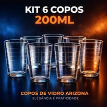 Jogo De 6 Copos De Vidro Arizona Transparente 200ml