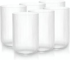Jogo de 6 Copos de Vidro Canelado Transparente 450ml para Água, Suco e Bebidas Jogo de 6 Copos de Vidro Canelado Transparente 450ml para Água, Suco e Bebidas
