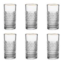 Jogo de 6 Copos em Cristal com Borda Dourada 350ml Jogo de 6 Copos em Cristal com Borda Dourada 350ml