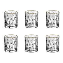 Jogo de 6 Copos em Cristal com Dourado para Whisky 310ml Jogo de 6 Copos em Cristal com Dourado para Whisky 310ml