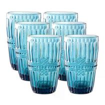 Jogo de 6 copos Fratello em vidro 355ml A13cm cor azul