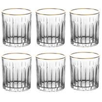 Jogo De 6 Copos Whisky 310ml Cristal Borda Dourada Soho Lhermitage