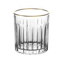 Jogo De 6 Copos Whisky Cristal Borda Dourada 310ml Soho L'hermitage