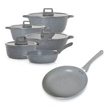 Jogo de 6 Panela Antiaderente Cinza Graniflon Moda do Chef