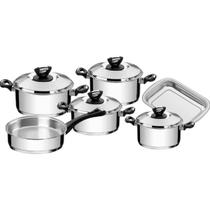 Jogo de 6 Panelas Tramontina Solar Aço Inox Fundo Triplo Baquelite Cabos Jogo de 6 Panelas Tramontina Solar Aço Inox Fundo Triplo Baquelite Cabos