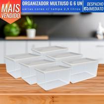 jogo de 6 potes organizadores Multiuso Com Tampa 2,9 Litros Porta Mantimentos
